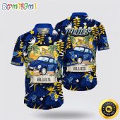 NHL St. Louis Blues Hawaiian Shirt Tropical Forest Motif Car Traveling Summer Hawaiian Shirt