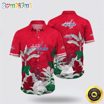 NHL Washington Capitals Hawaiian Shirt Tropical Forest Motifs Summer Hawaiian Shirt