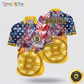 NHL Boston Bruins Hawaiian Shirt With American Independence Day Pattern Summer Hawaiian Shirt
