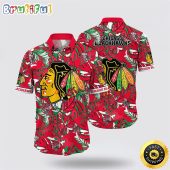 NHL Chicago Blackhawks Hawaiian Shirt Tropical Leaf Pattern Summer Hawaiian Shirt