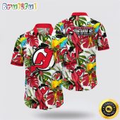 NHL New Jersey Devils Hawaiian Shirt Tropical Parrot Pattern Summer Hawaiian Shirt