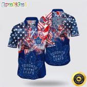 NHL Toronto Maple Leafs Hawaiian Shirt With American Independence Day Pattern Summer Hawaiian Shirt