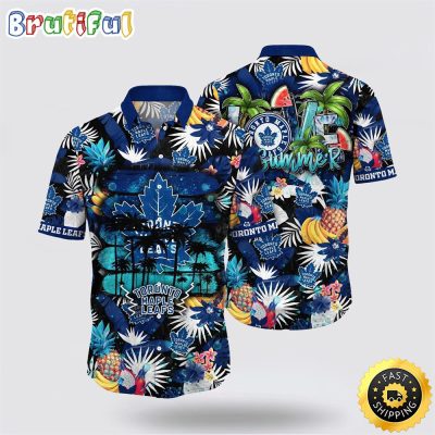 NHL Toronto Maple Leafs Hawaiian Shirt With Tropical Fruits Summer Hawaiian Shirt