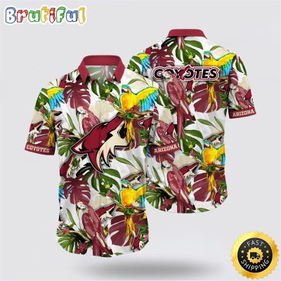 NHL Arizona Coyotes Hawaiian Shirt Tropical Parrot Pattern Summer Hawaiian Shirt