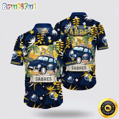 NHL Buffalo Sabres Hawaiian Shirt Tropical Forest Motif Car Traveling Summer Hawaiian Shirt