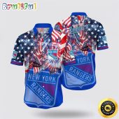 NHL New York Rangers Hawaiian Shirt With American Independence Day Pattern Summer Hawaiian Shirt