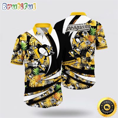 NHL Pittsburgh Penguins Hawaiian Shirt With Tropical Pineapple Summer Hawaiian Shirt