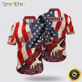 NHL Arizona Coyotes Hawaiian Shirt With American Flag Pattern Summer Hawaiian Shirt