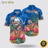 NHL New York Islanders Hawaiian Shirt Tropical Parrot And Flamingo Motifs Summer Hawaiian Shirt
