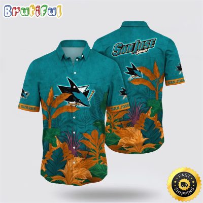 NHL San Jose Sharks Hawaiian Shirt Tropical Forest Motifs Summer Hawaiian Shirt