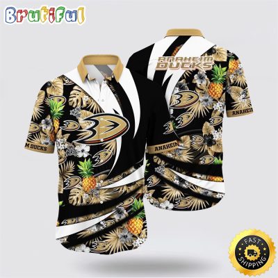 NHL Anaheim Ducks Hawaiian Shirt With Tropical Pineapple Summer Hawaiian Shirt