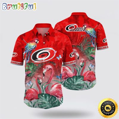 NHL Carolina Hurricanes Hawaiian Shirt Tropical Parrot And Flamingo Motifs Summer Hawaiian Shirt