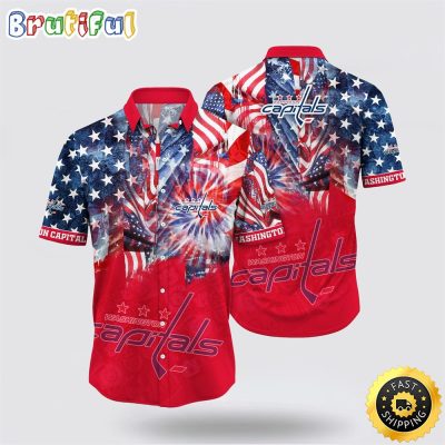 NHL Washington Capitals Hawaiian Shirt With American Independence Day Pattern Summer Hawaiian Shirt