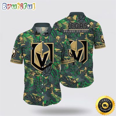 NHL Vegas Golden Knights Hawaiian Shirt Tropical Leaf Pattern Summer Hawaiian Shirt