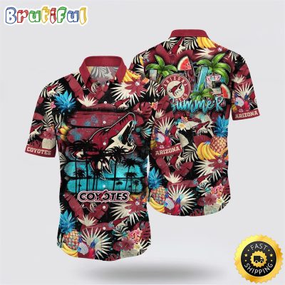 NHL Arizona Coyotes Hawaiian Shirt With Tropical Fruits Summer Hawaiian Shirt