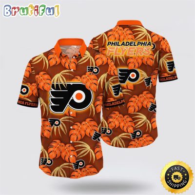 NHL Philadelphia Flyers Hawaiian Shirt Tropical Motifs Summer Hawaiian Shirt