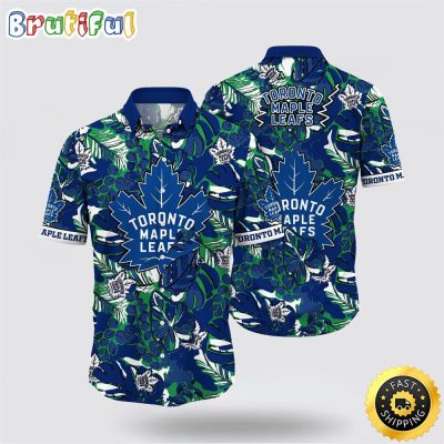 NHL Toronto Maple Leafs Hawaiian Shirt Tropical Leaf Pattern Summer Hawaiian Shirt