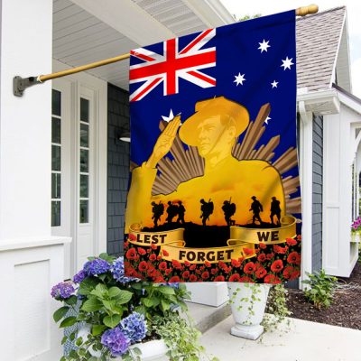 Remembrance Day Flag Lest We Forget Poppy Australia Veteran Flag MLN668F - Flagwix