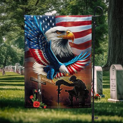 Memorial Day FLAGWIX U.S. Veteran Kneeling Soldier Christian Cross We The People Flag MLN2765F - Flagwix