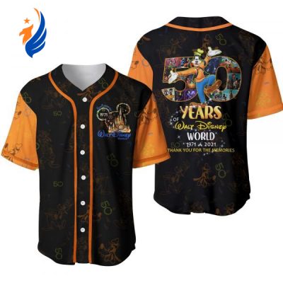 50th Anniversary Disney Goofy Mickey Mouse Cartoon Baseball Jersey - Perfect Gift for Disney Lovers!