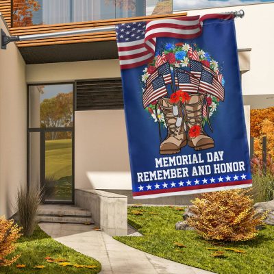 Memorial Day Veteran Boots American Wreath Remember and Honor Flag MLN1264F - Flagwix