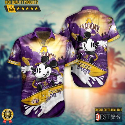 Albany Great Danes Mickey NCAA Hawaiian Shirt Outfit Men Youth Gifts For Dad - Best Seller Shirts Design In Usa