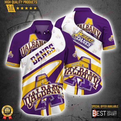 Albany Great Danes NCAA Logo Hawaiian Shirt Outfit Men Youth Gifts For Dad - Best Seller Shirts Design In Usa