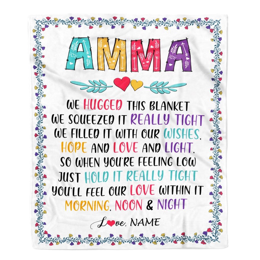 Amma Blanket From Grandkids We Hugged This Blanket, Personalized Blanket For Mom, Mother's Day Gifts Blanket Amma Blanket From Grandkids We Hugged This Blanket, Personalized Blanket For Mom, Mother's Day Gifts Blanket