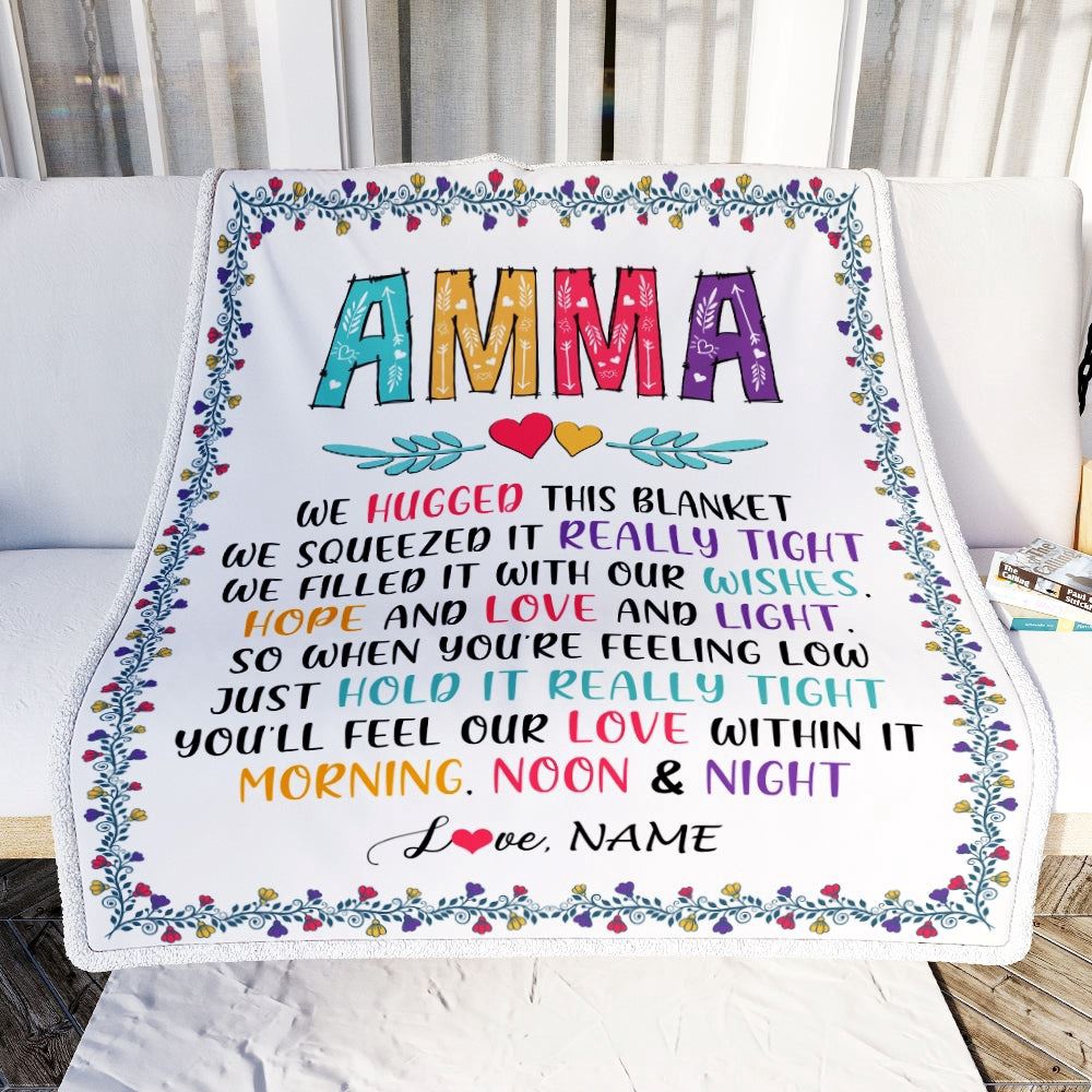 Amma Blanket From Grandkids We Hugged This Blanket, Personalized Blanket For Mom, Mother's Day Gifts Blanket Amma Blanket From Grandkids We Hugged This Blanket, Personalized Blanket For Mom, Mother's Day Gifts Blanket