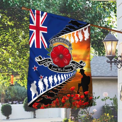 Lest We Forget. Poppy Veteran Anzac Day. New Zealand Flag TPT693F - Flagwix Lest We Forget. Poppy Veteran Anzac Day. New Zealand Flag TPT693F - Flagwix