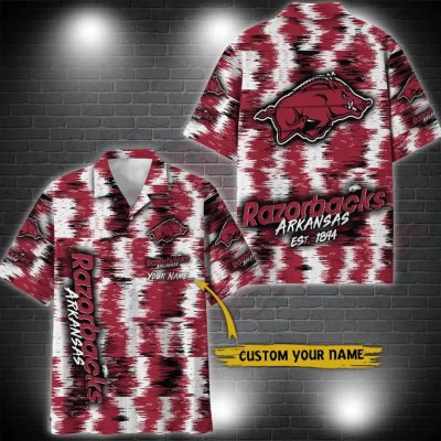 Arkansas Razorbacks Aloha Hawaiian Shirt Custom Your Name, NCAA Hawaiian Shirt