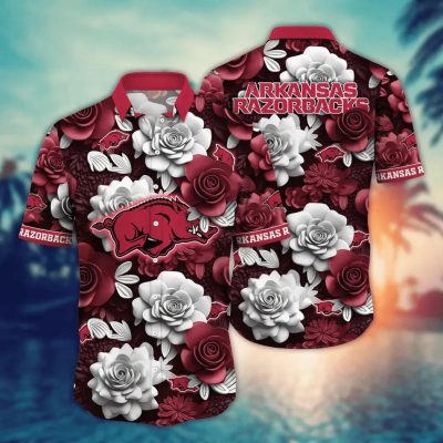 Arkansas Razorbacks NCAA Flower Aloha Hawaiian Shirt 15, NCAA Hawaiian Shirt