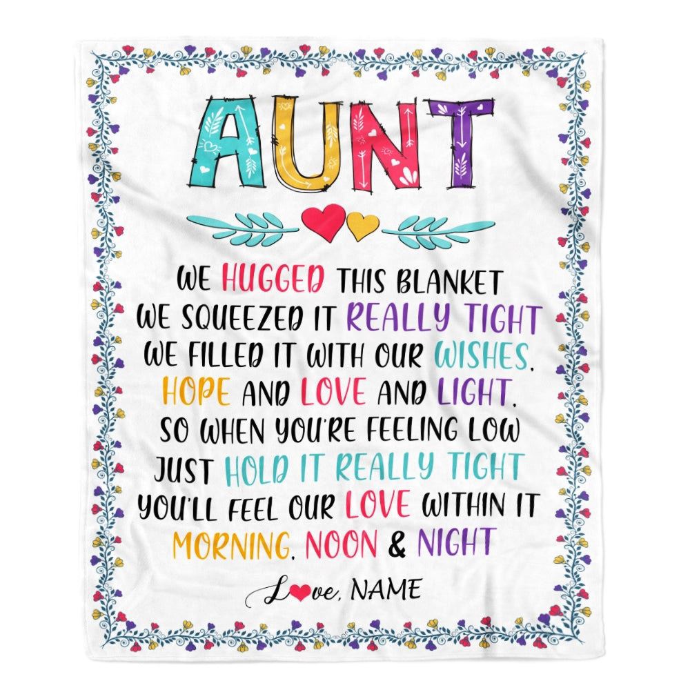 Aunt Blanket From Nephew Niece We Hugged This Blanket, Personalized Blanket For Mom, Mother's Day Gifts Blanket