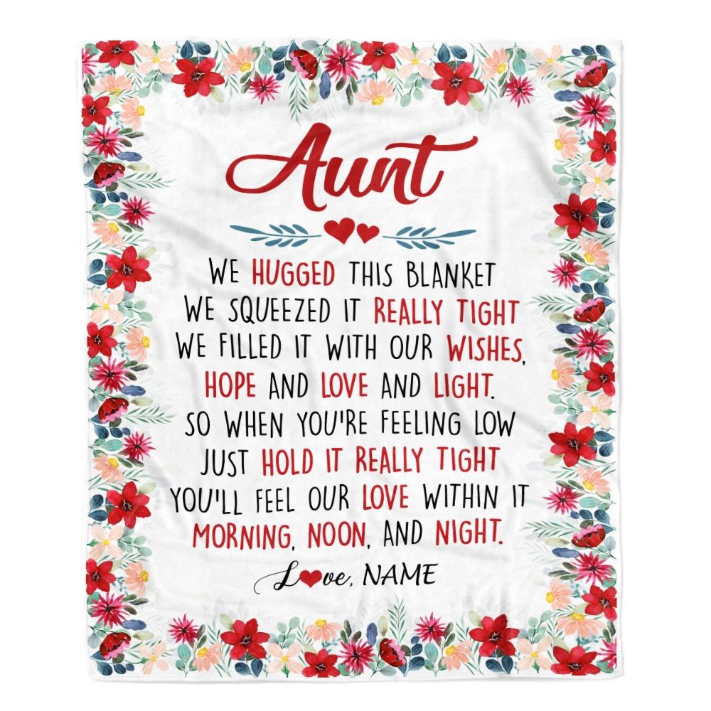 Aunt Blanket From Niece Nephew We Hugged This Blanket, Personalized Blanket For Mom, Mother's Day Gifts Blanket