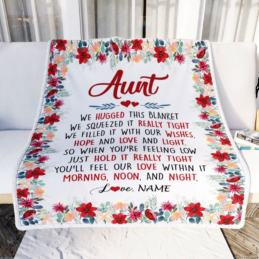 Aunt Blanket From Niece Nephew We Hugged This Blanket, Personalized Blanket For Mom, Mother's Day Gifts Blanket