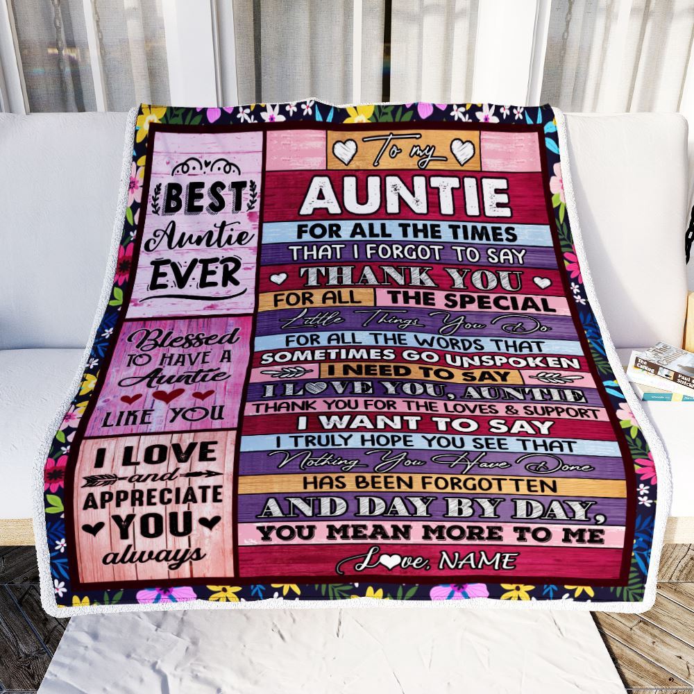 Auntie Blanket From Niece Nephew Thank You For The Love, Personalized Blanket For Mom, Mother's Day Gifts Blanket
