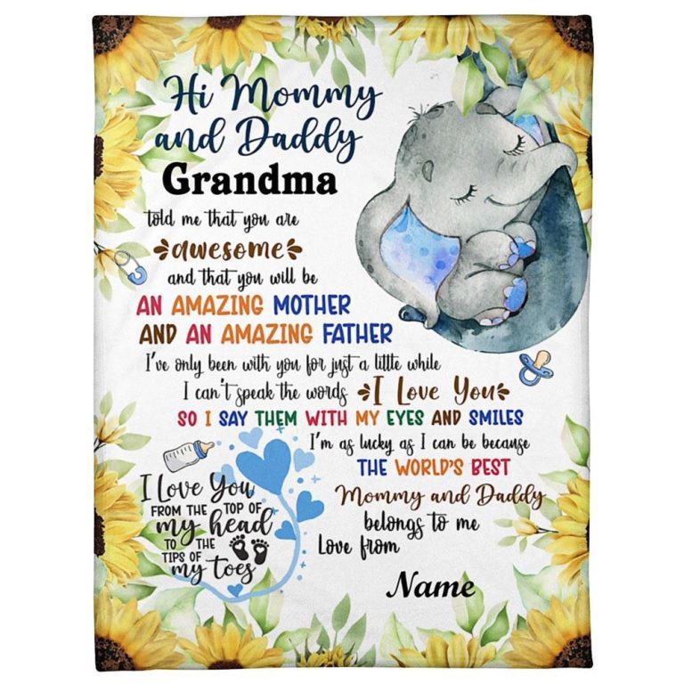 Blanket For Future Mom Dad Sleeping Baby Elephant Sunflowers From Baby Blanket, Blankets For Mothers Day