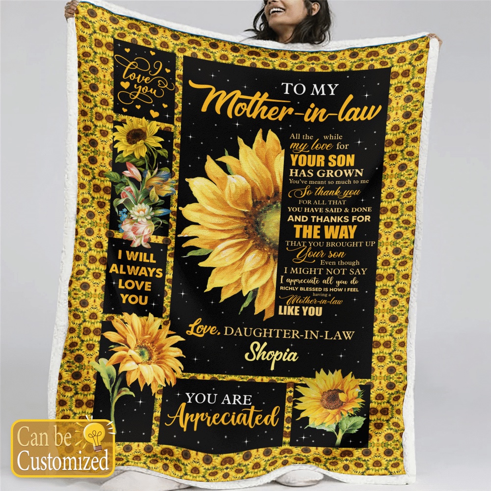 Blanket For Mother In Law All The While My Love For Your Son Custom Name Blanket Mother's Day, Blankets For Mothers Day