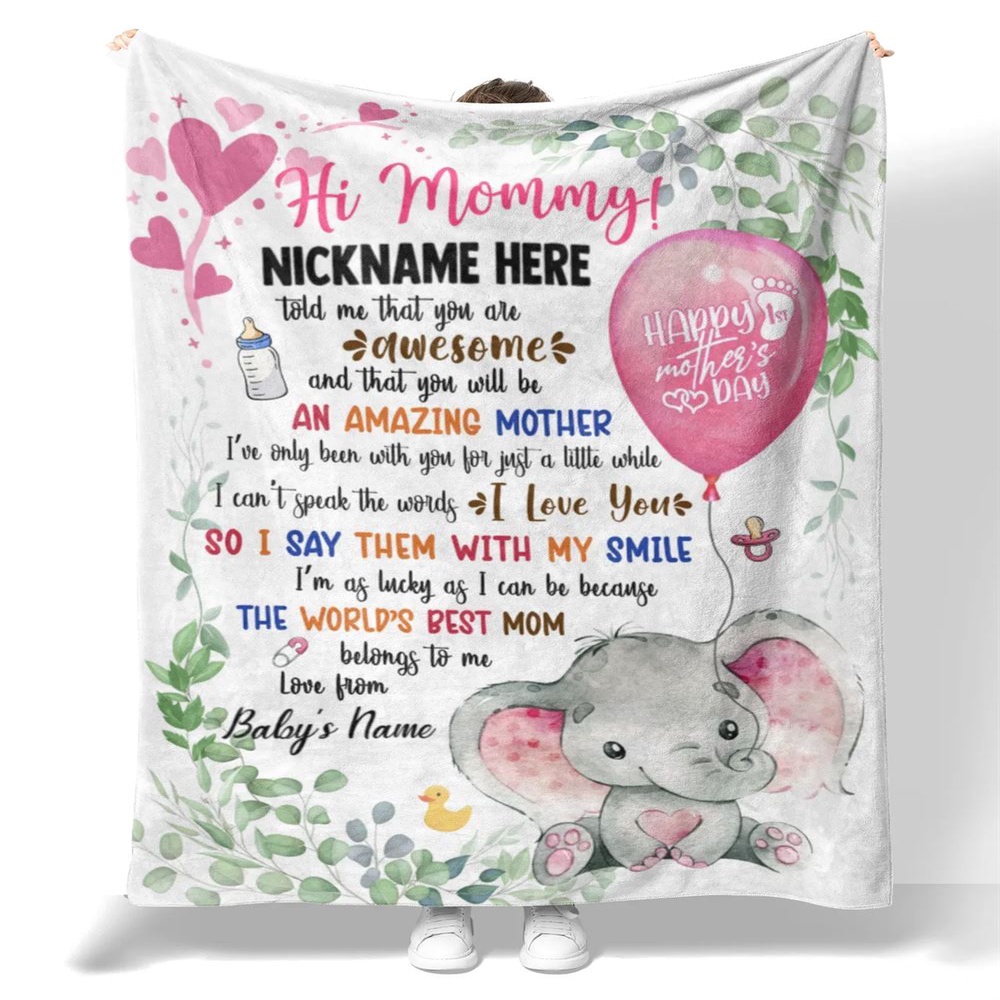 Blanket For New Mom Pink Newborn Baby Elephants Say With Smile From Baby Blanket, Blankets For Mothers Day