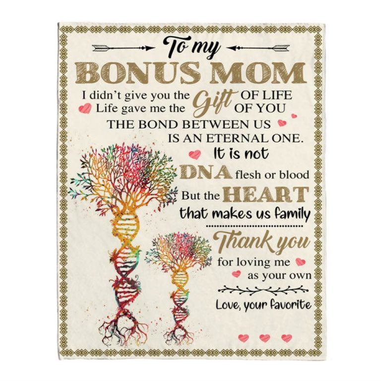 Bonus Mom Not DNA Heart Make Us Family Thank you Mothers Day Gift From Son Daughter Blanket, Blankets For Mothers Day