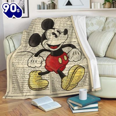 Book Page Mickey Disney Fleece Blanket Gift For Fan - Musicdope90s