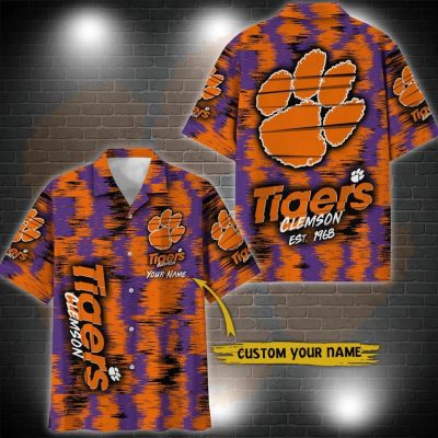 Clemson Tigers Aloha Hawaiian Shirt Custom Your Name, NCAA Hawaiian Shirt