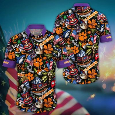 Clemson Tigers NCAA Flower Aloha Hawaiian Shirt 12, NCAA Hawaiian Shirt