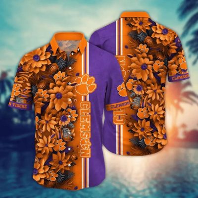Clemson Tigers NCAA Flower Aloha Hawaiian Shirt 3, NCAA Hawaiian Shirt