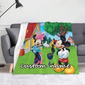 Custom Name Blanket Personalized Disney Mickey Minnie Blanket Baby Birthday Gift Home Decor - Musicdope90s