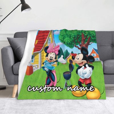 Custom Name Blanket Personalized Disney Mickey Minnie Blanket Baby Birthday Gift Home Decor - Musicdope90s
