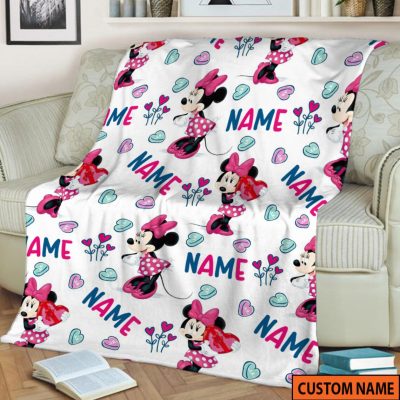 Custom Name Minnie Mouse Blanket Disney Blanket Minnie Mickey Mouse Gifts Characters Sherpa Blanket - Musicdope90s