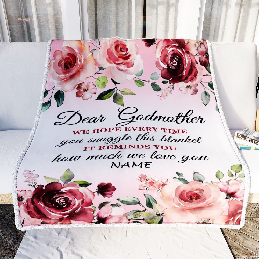 Dear Godmother Blanket From Goddaughter Niece We Hope Every Time Rose Floral, Personalized Blanket For Mom, Mother's Day Gifts Blanket