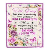 Dear Granny Blanket From Granddaughter Grandson It A Big Hug Butterfly Rose Personalized Blanket For Mom Mother S Day Gifts Blanket 1 Hggts1.jpg - demo10