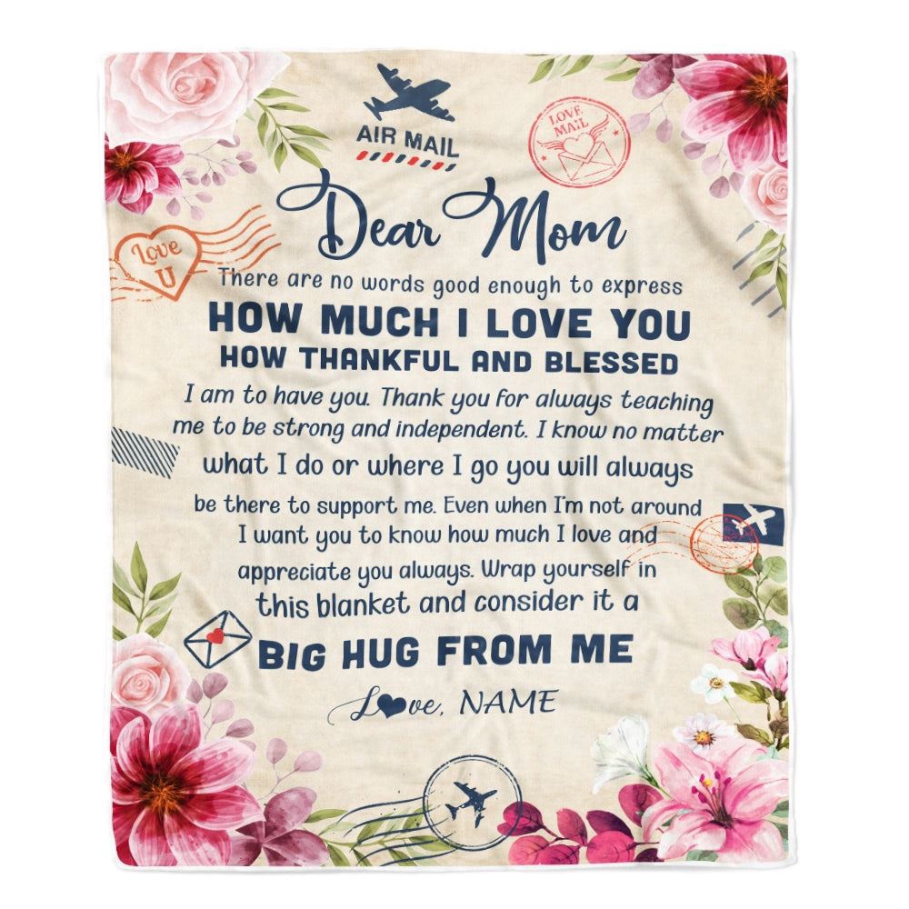 Dear Mom Blanket From Daughter Son Child There are No Words Good Enough to Express Flower, Personalized Blanket For Mom, Mother's Day Gifts Blanket